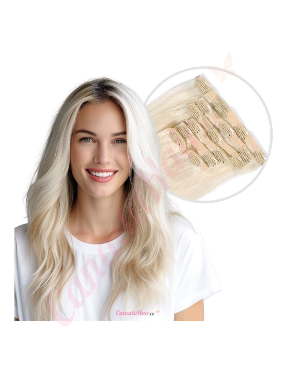 Clip in human hair extensions platinum blonde hot sale