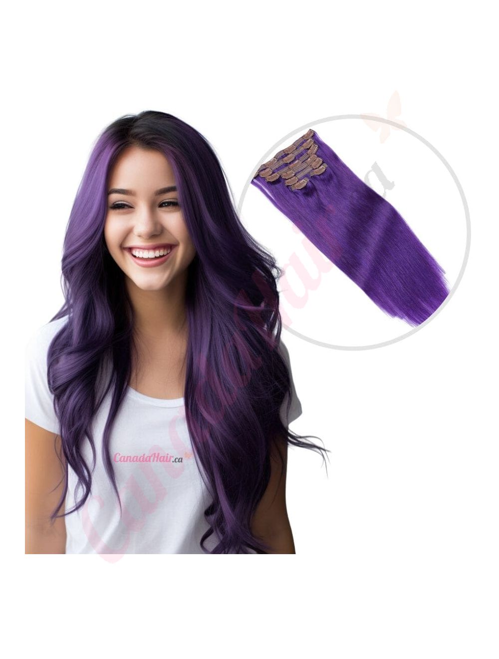 Clip in Extensions Purple 100 Real Human Hair 14 18 22 inches