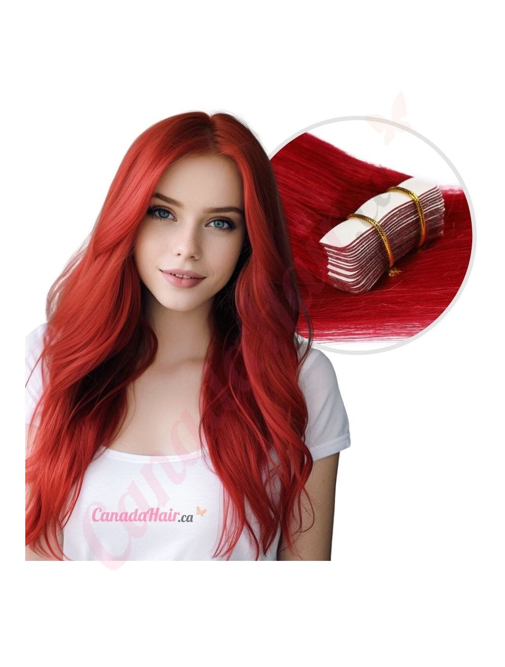 Red tape in hair extensions Real Human Hair Red