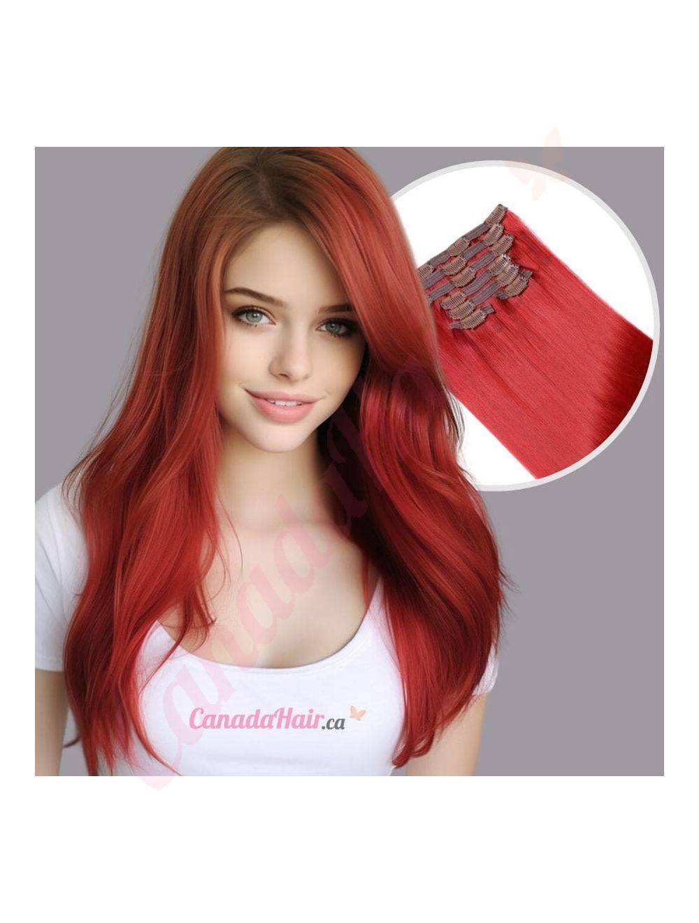 Red Clip ins Synthetic Hair FINAL SALE