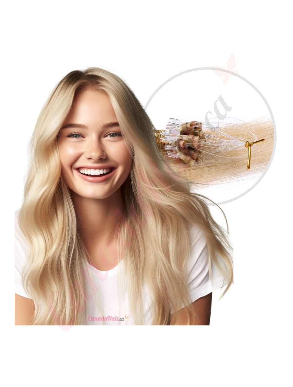 Strawberry Blonde Bleach Blonde 27 613 Micro loops Human Hair