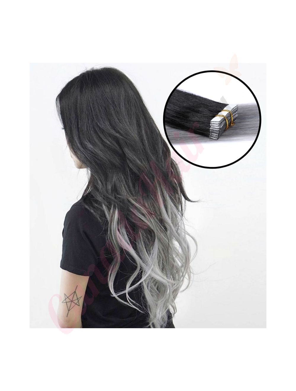 Ombre Grey Tape ins Human Hair