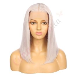 16 White Grey Remy Human Hair Short Wig 16inch Square Cut Bob Final Sale