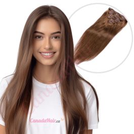 Chestnut Brown 6 CLIP IN hair extensions 100 real hair human hair