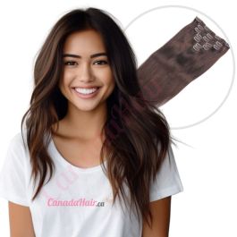 Dark Brown (#2) CLIP IN hair extensions 100% real hair (human hair)