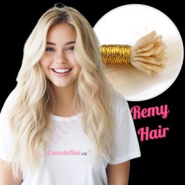 Bleach Blonde 613 FUSION hair extensions 100 real hair premium remy hair Qty 20 strands
