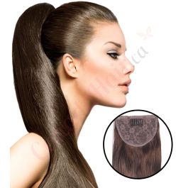 Chocolate Brown 4 Wrap PONYTAIL extension 100 real hair human hair