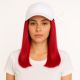 10 inch Remy Human Hair Red Wig, White Hat [FINAL SALE]