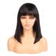 Aria - Short Black Remy Human Hair Wig 14 Inches Bob Wig With Bangs