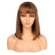 Ophelia #2 - Short Brunette Remy Human Hair Wig 14 Inches Bob Wig With Bangs