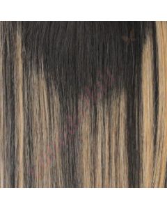 22 inch Topper with Bangs for Part Area, Remy Hair Black/Brown & Balayage Highlights #1bt-blyg 85g (PRE-ORDER, SHIPS IN 4 TO 6 WEEKS)