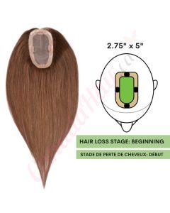 Chocolate Brown #4  Hair Topper For Thinning Hair Part (Size: 2.75 inch x 5 inch) Remy Human Hair 