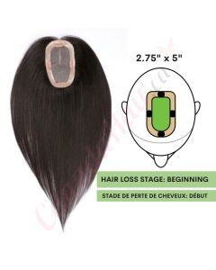 Black / Brown #1b Hair Topper For Thinning Hair Part (Size: 2.75 inch x 5 inch) Remy Human Hair 