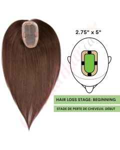 Dark Brown #2  Hair Topper For Thinning Hair Part (Size: 2.75 inch x 5 inch) Remy Human Hair 