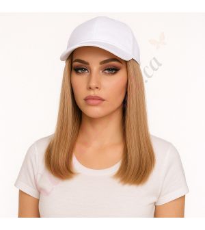10 inch Remy Hair Honey Brown #12 Wig, White Hat [FINAL SALE]