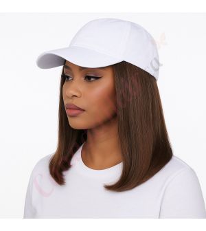 10 inch Remy Hair Dark Brown #2 Wig, White Hat [FINAL SALE]
