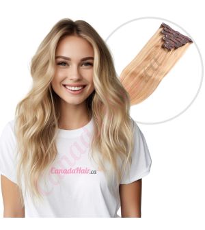 Rooted Honey Blonde Highlights #4t12/613 Clip-ins Human Hair