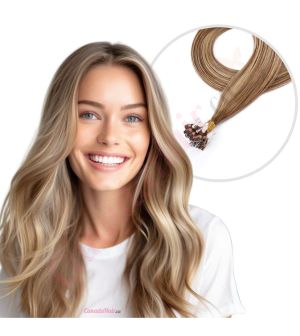 Chestnut Brown Balayage #6t6/18 Micro-loops Human Hair