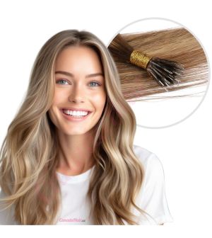 Chestnut Brown Balayage #6t6/18 Nano-Rings Human Hair