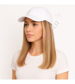 10 inch Remy Hair Honey Brown & Ash Blonde #12/24 Wig, White Hat [FINAL SALE]