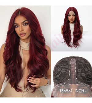 BL33005-1 Deep Burgundy Red Synthetic Layered Curly Trendy Styles Wig [FINAL SALE]