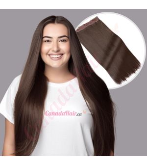 Chocolate Brown #4 Invisible Wire Extensions - Synthetic Hair [FINAL SALE]