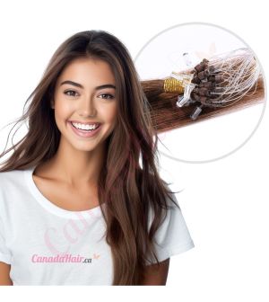 Chocolate Brown #4 Micro-loops Human Hair