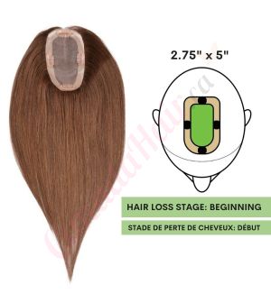 Chocolate Brown #4  Hair Topper For Thinning Hair Part (Size: 2.75 inch x 5 inch) Remy Human Hair 