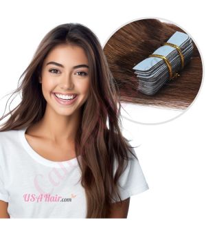 Chocolate Brown #4 Tape-ins Human Hair
