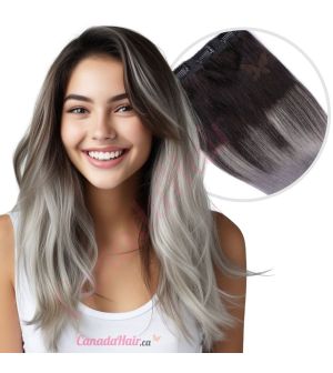Ombre Grey Clip-in Volumizer - Human Hair