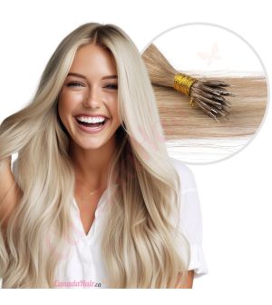 Dark Blonde Balayage Nano-Rings Human Hair