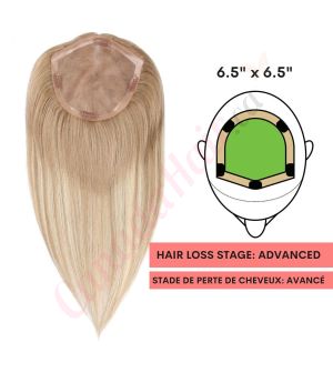 Dark Blonde Balayage Hair Topper for Full Coverage (Size: 6.5 inch x 6.5 inch) Remy Human Hair 