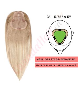 Dark Blonde Balayage Hair Topper For Thinning Hair Part Large Coverage (Size: 3 inch - 5.75 inch x 5 inch) Remy Human Hair 