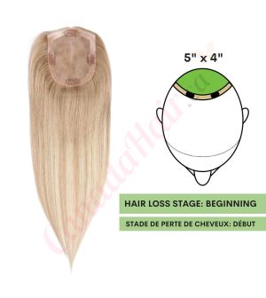 Dark Blonde Balayage Hair Topper for Thinning Hair Crown (Size: 5 inch x 4 inch) Remy Human Hair 