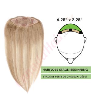 Dark Blonde Balayage Hair Topper For Thinning Hair Full Crown (Size: 6.5 inch x 2.25 inch) Remy Human Hair 