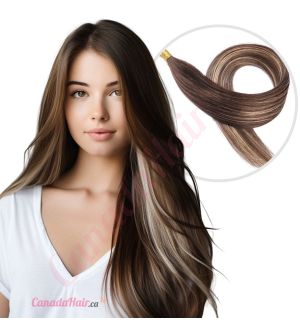 Dark Brown & Blonde Balayage Nano-Rings Human Hair
