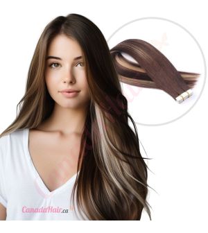 Dark Brown & Blonde Balayage Tape-ins Human Hair