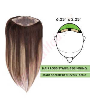 Ombre Balayage Hair Topper For Thinning Hair Full Crown (Size: 6.5 inch x 2.25 inch) Remy Human Hair 