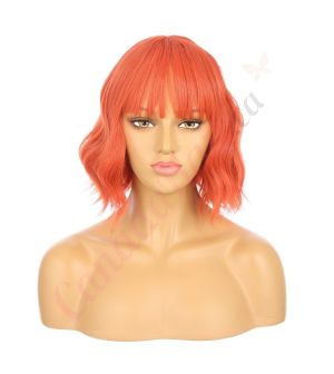 DM1810688-v4 Orange Red Short Synthetic Hair Wig with Bangs [FINAL SALE]