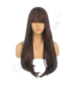 DM1810750-v4 Brown Long Synthetic Hair Wig with Bangs [FINAL SALE]