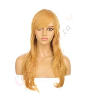 DM1810769-v4 Mustard Blonde Long Synthetic Hair Wig with Bangs [FINAL SALE]