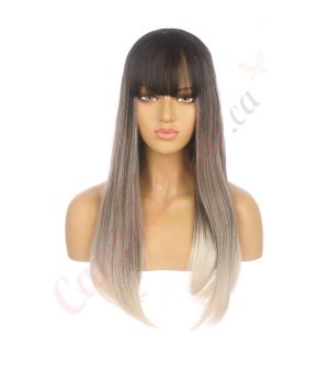 DM2031258-v4 Ombre Ash Blonde Long Synthetic Hair Wig with Bangs [FINAL SALE]