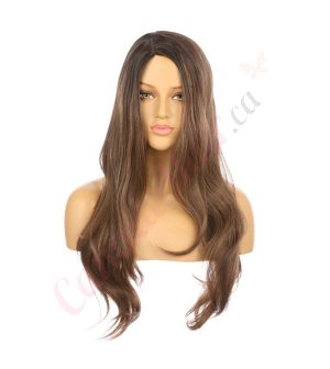 DM2031279-v4 Medium Brown Long Synthetic Hair Wig  [FINAL SALE]