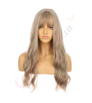 DM2031304-v4 Dark Ash Blonde Long Synthetic Hair Wig with Bangs [FINAL SALE]