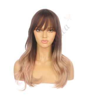 DM2031311-v4 Ombre Light Brown Long Synthetic Hair Wig with Bangs [FINAL SALE]