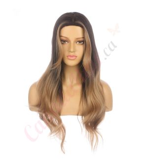 DM2031318-v4 Ombre Caramel Brown Long Synthetic Hair Wig  [FINAL SALE]