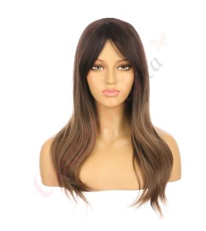 DM2031342-v4 Ombre Soft Brown Long Synthetic Hair Wig with Bangs [FINAL SALE]
