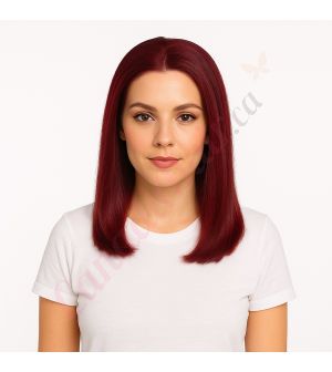 Everly - Short Burgundy Remy Human Hair Wig 14 Inches Bob Wig