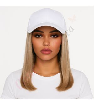 10 inch Remy Hair Dark Blonde Balayage Wig, White Hat [FINAL SALE]