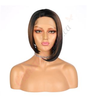 FU190302670 - Short Ombre Brunette Synthetic Hair Wig [Final Sale]